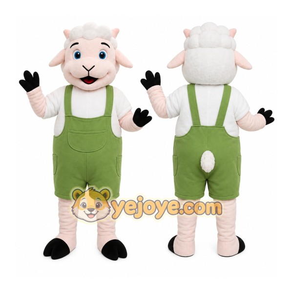 White Goat Overalls Mascot Costume