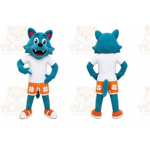 Blue Wolf Shorts Mascot Costume