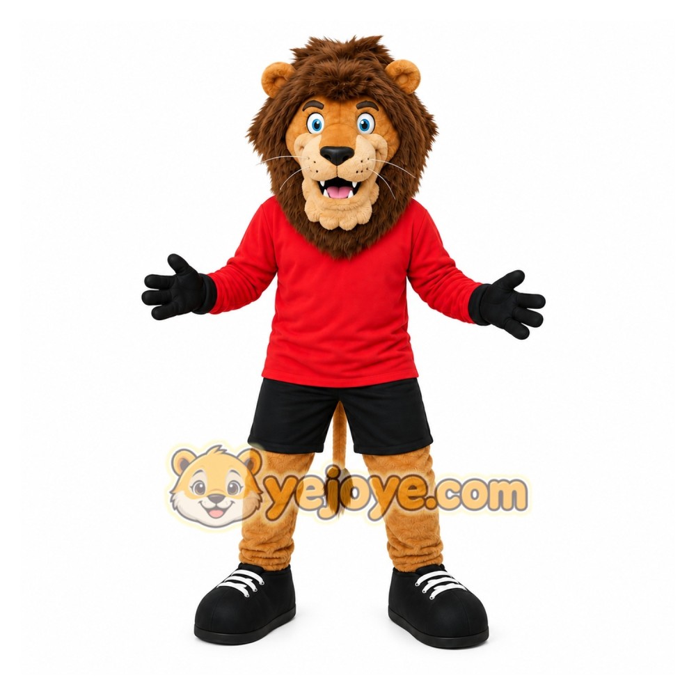 Lion Red Shirt Mascot Costume Lion Red Shirt Mascot Costume