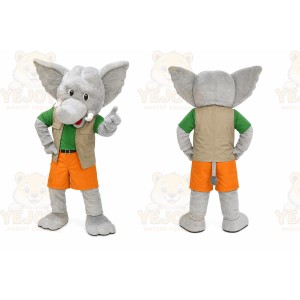 Gray Elephant Shorts Mascot Costume