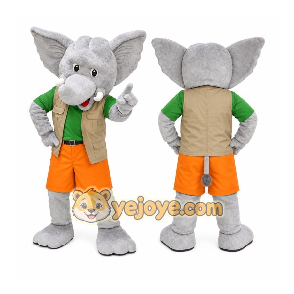 Gray Elephant Shorts Mascot Costume