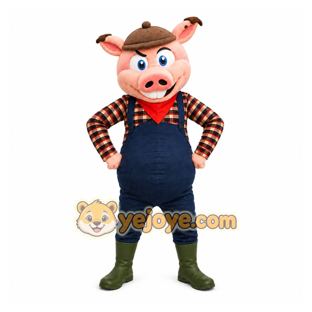 Pig Overalls Mascot Costume Pig Overalls Mascot Costume