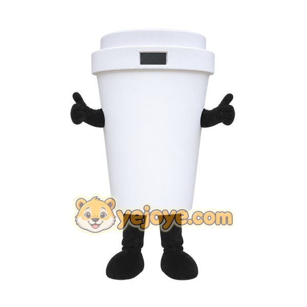 White Bucket Mascot Costume White Bucket Mascot Costume