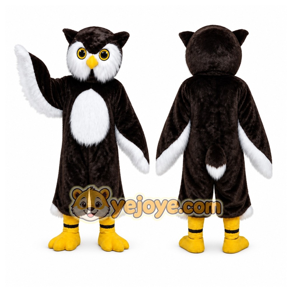 Black Owl Mascot Costume Black Owl Mascot Costume