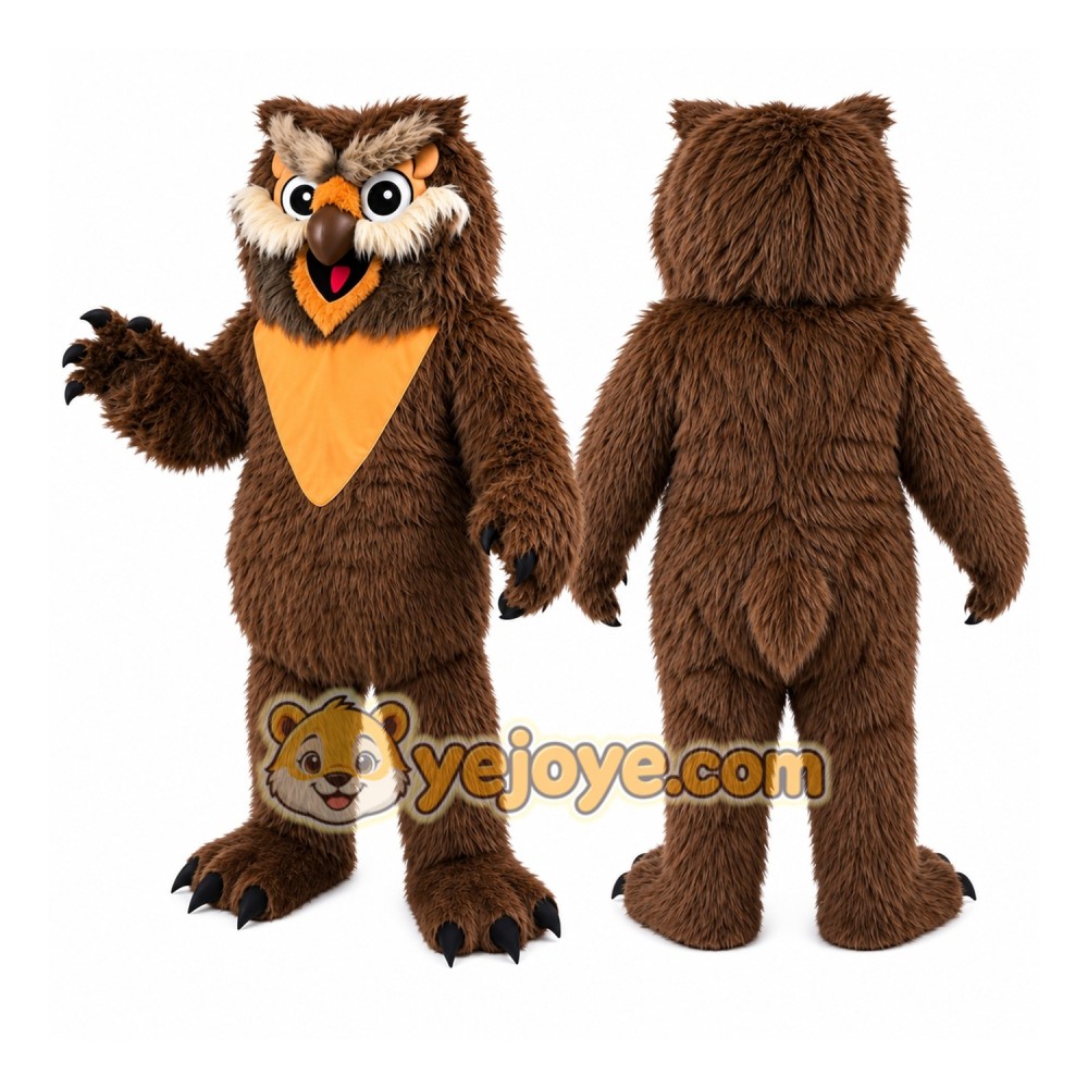 Dark Brown Owl Mascot Costume Dark Brown Owl Mascot Costume