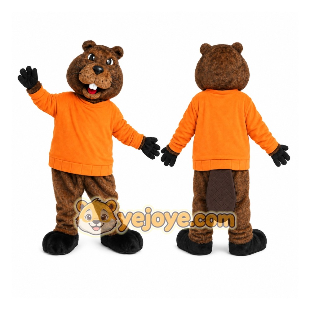 Beaver Orange Shirt Mascot Costume Beaver Orange Shirt Mascot Costume