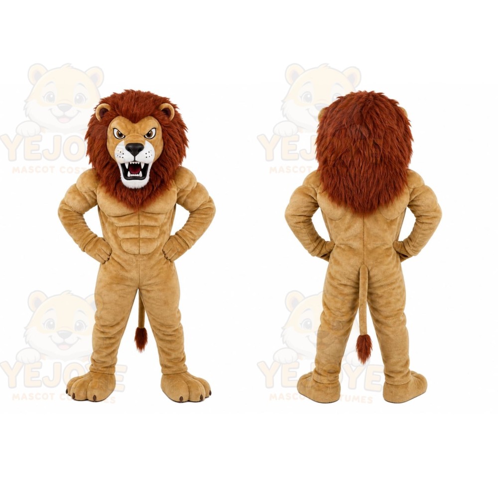 Tan Lion Mascot Costume