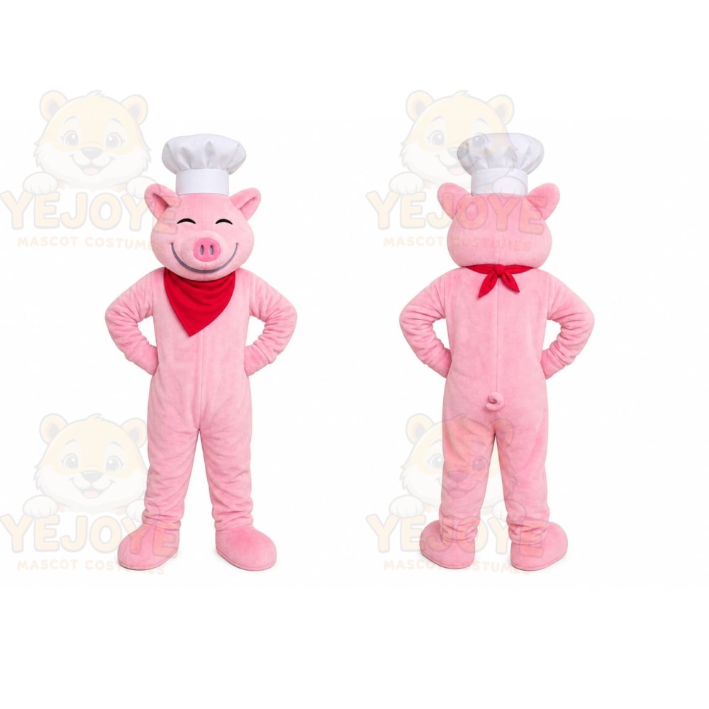 Pink Chef Pig Mascot Costume