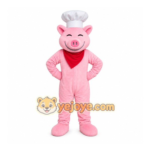 Pink Chef Pig Mascot Costume