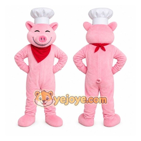 Pink Chef Pig Mascot Costume