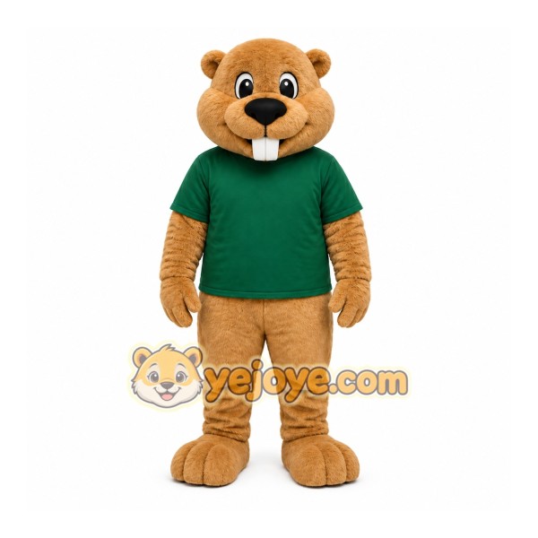 Beaver Green Shirt Mascot Costume Beaver Green Shirt Mascot Costume