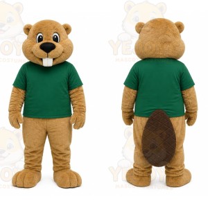 Beaver Green Shirt Mascot Costume