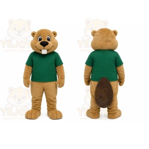 Beaver Green Shirt Mascot Costume