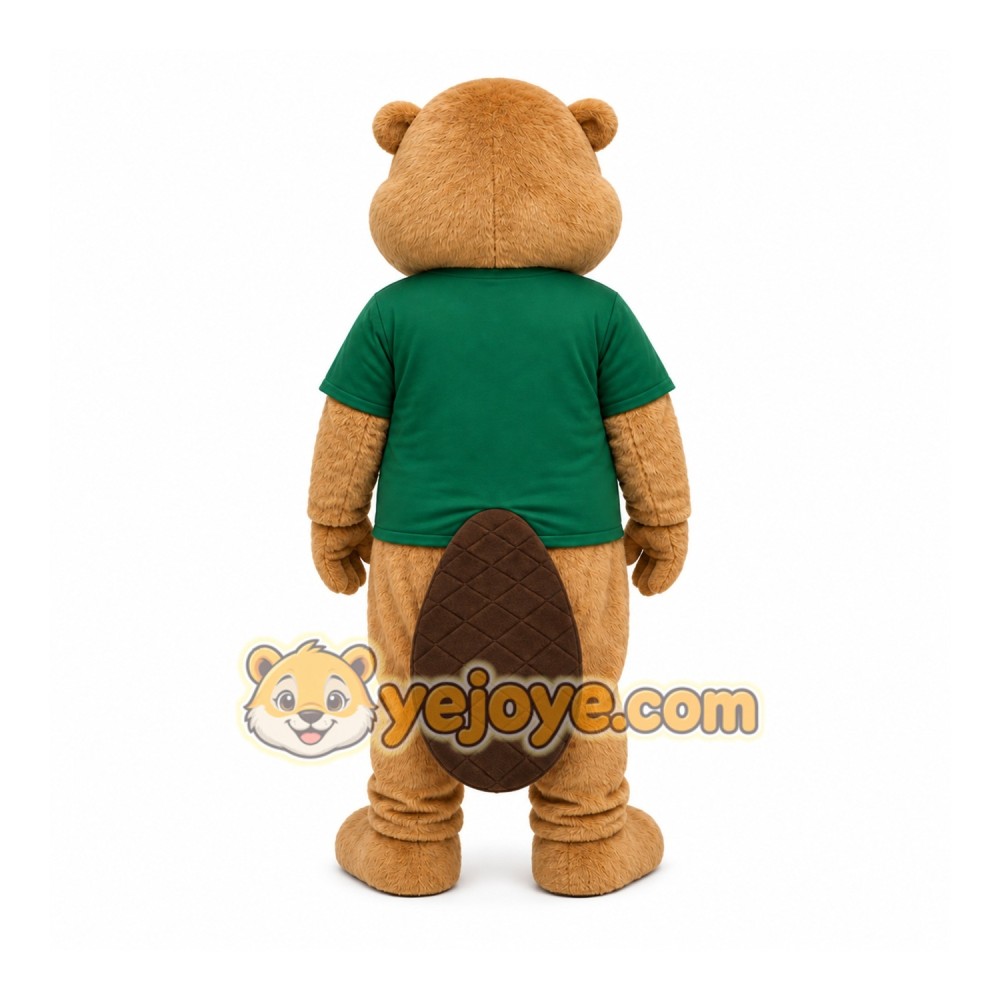 Beaver Green Shirt Mascot Costume Beaver Green Shirt Mascot Costume