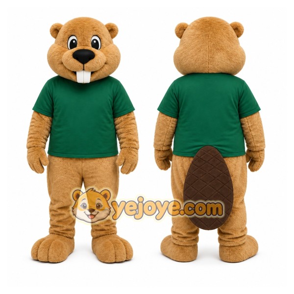 Beaver Green Shirt Mascot Costume