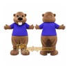 Brown Beaver Purple Shirt Mascot Costume Brown Beaver Purple Shirt Mascot Costume