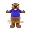 Brown Beaver Purple Shirt Mascot Costume Brown Beaver Purple Shirt Mascot Costume