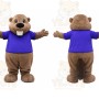 Brown Beaver Purple Shirt Mascot Costume