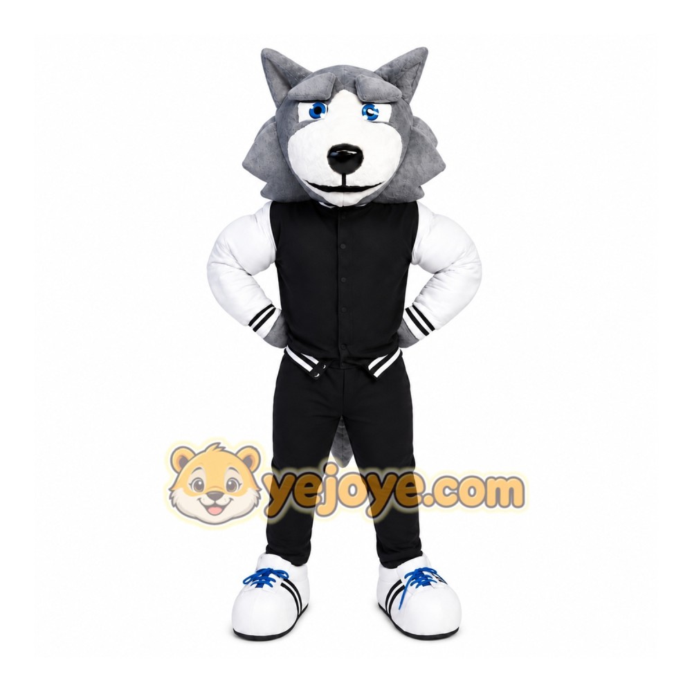 Gray Wolf Vest Mascot Costume Gray Wolf Vest Mascot Costume