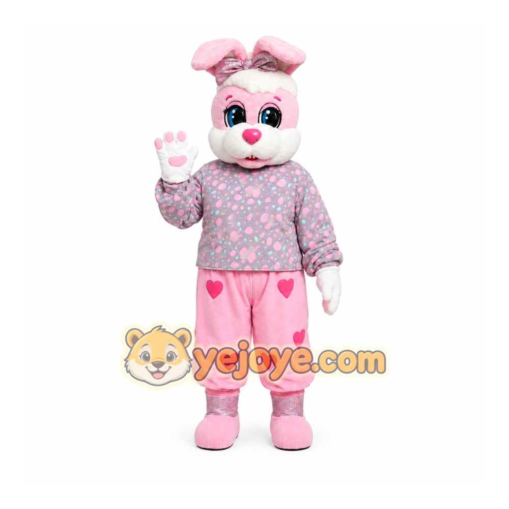 Pink Bunny Mascot Costume