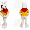 White Dog Yellow Vest Mascot Costume
