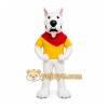 White Dog Yellow Vest Mascot Costume White Dog Yellow Vest Mascot Costume