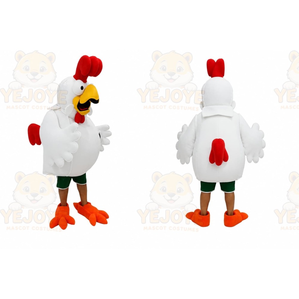 White Rooster Mascot Costume