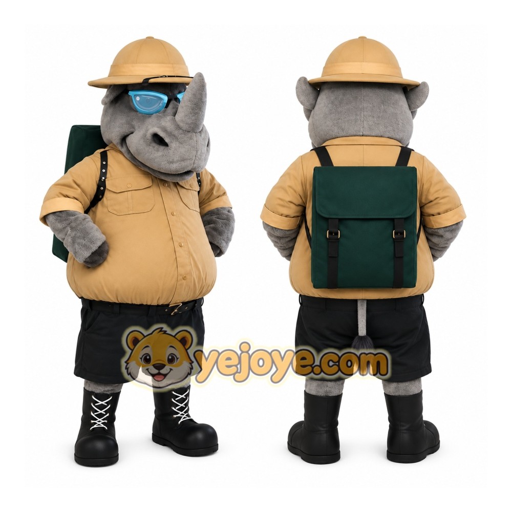 Rhino Explorer Mascot Costume Rhino Explorer Mascot Costume
