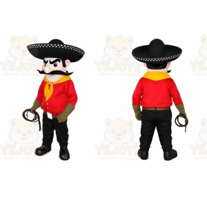 Red Cowboy Man Mascot Costume