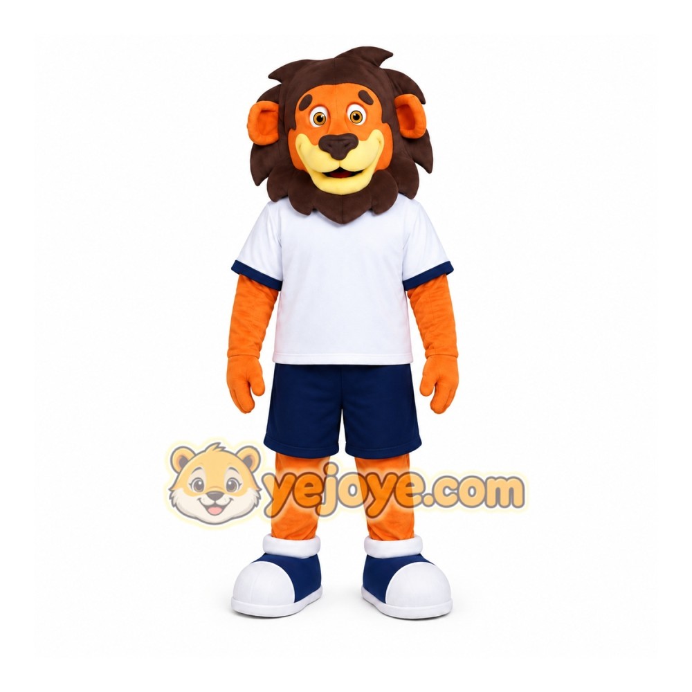 Lion Orange Shirt Mascot Costume Lion Orange Shirt Mascot Costume