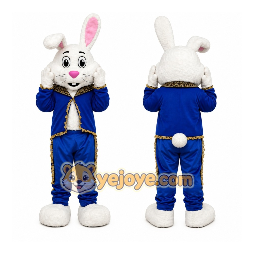 White Rabbit Blue Suit Mascot Costume White Rabbit Blue Suit Mascot Costume
