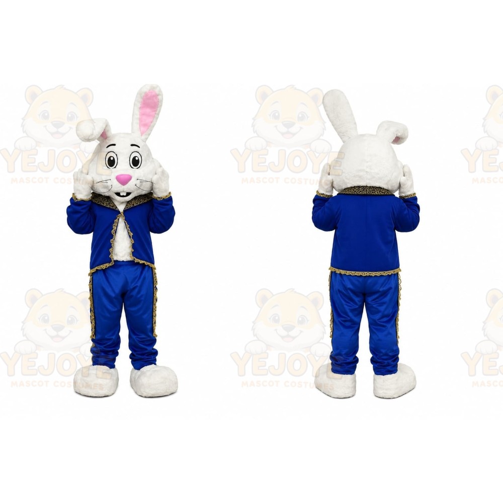 White Rabbit Blue Suit Mascot Costume