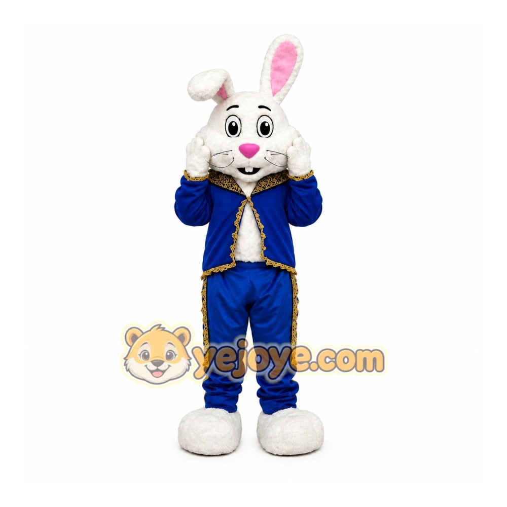 White Rabbit Blue Suit Mascot Costume White Rabbit Blue Suit Mascot Costume