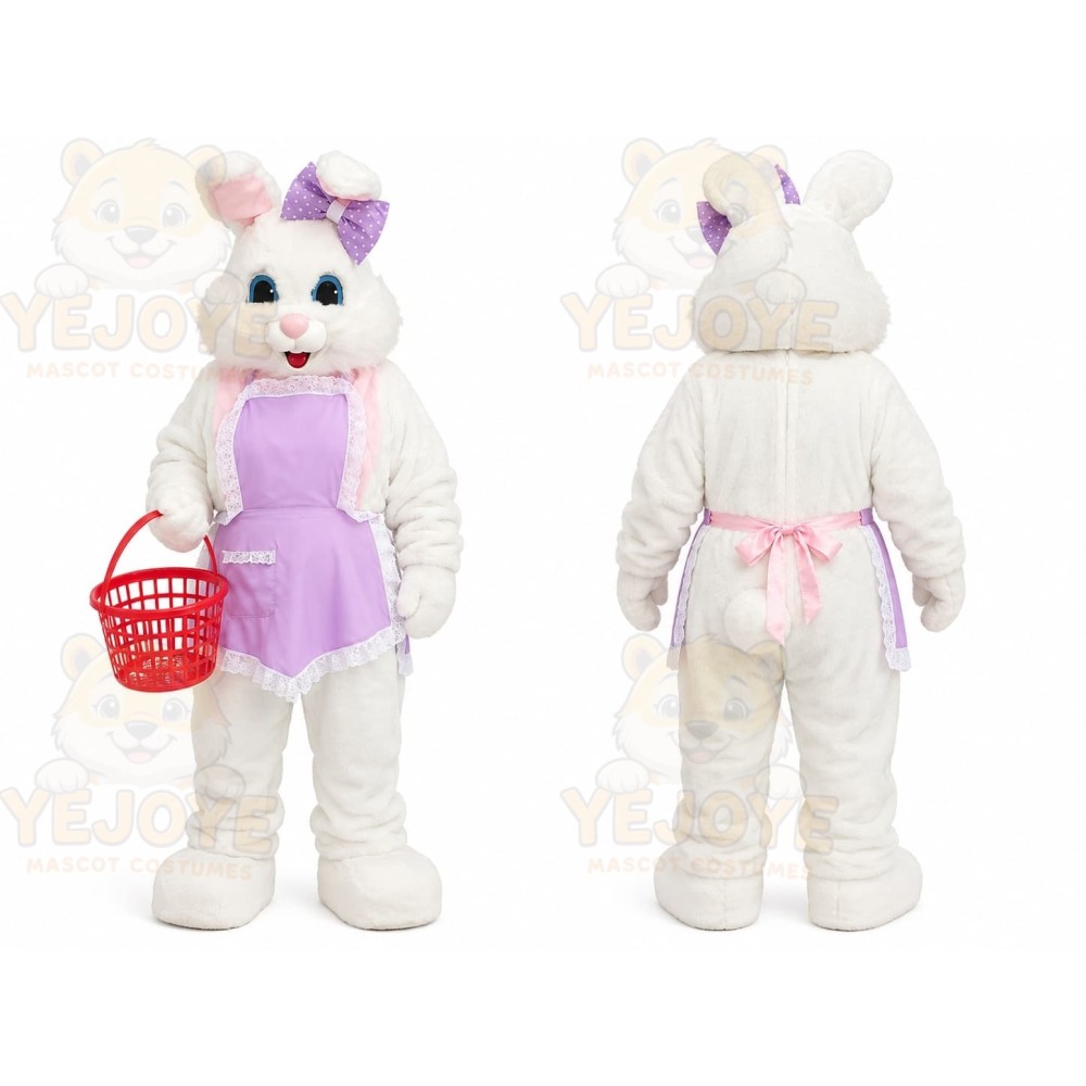 White Rabbit Pink Dress Mascot Costume