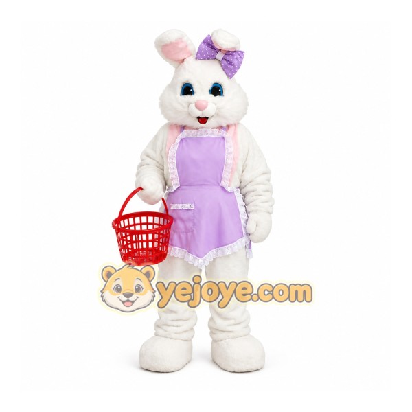 White Rabbit Pink Dress Mascot Costume White Rabbit Pink Dress Mascot Costume