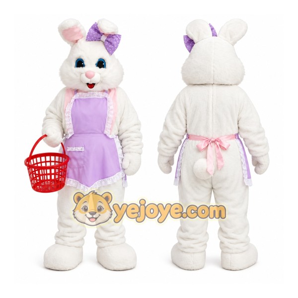 White Rabbit Pink Dress Mascot Costume