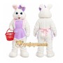 White Rabbit Pink Dress Mascot Costume
