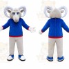 Gray Elephant Blue Shirt Mascot Costume