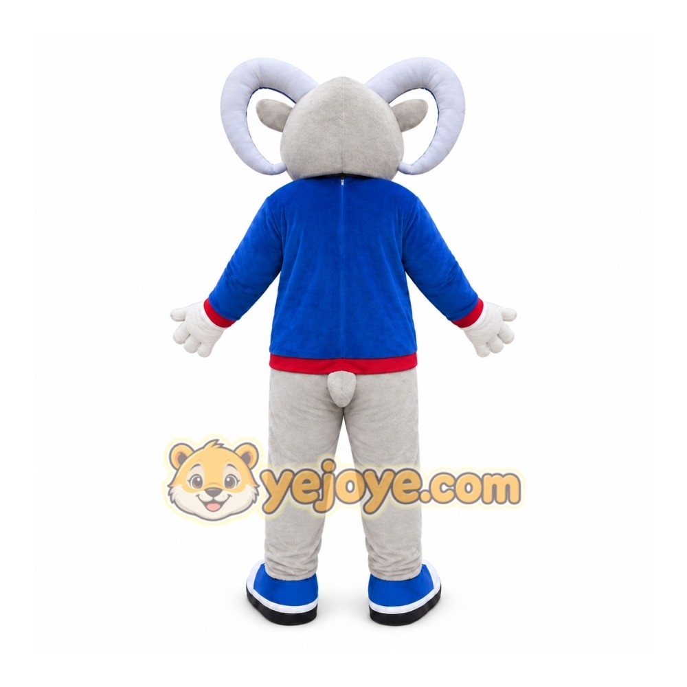 Gray Ram Blue Shirt Mascot Costume Gray Ram Blue Shirt Mascot Costume