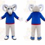 Gray Elephant Blue Shirt Mascot Costume