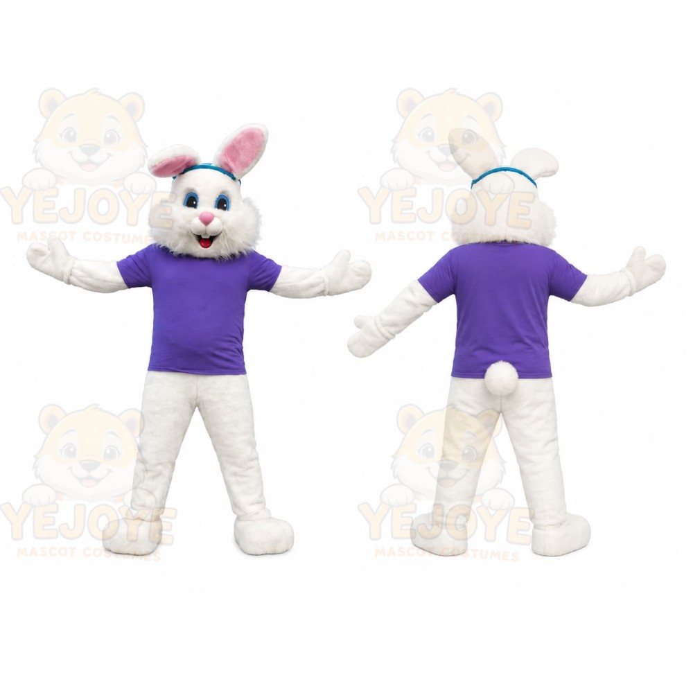 White Rabbit Purple Shirt Mascot Costume