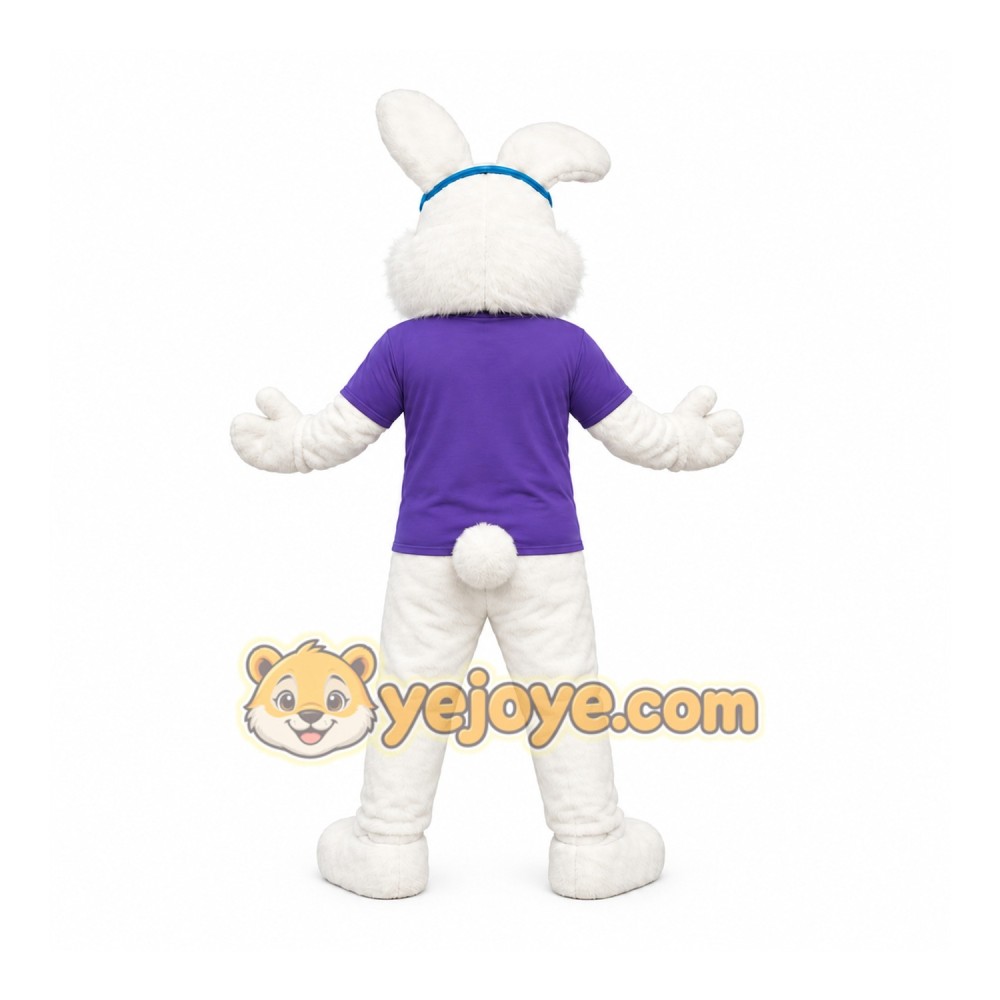 White Rabbit Purple Shirt Mascot Costume