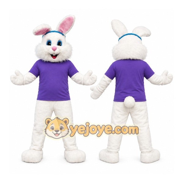 White Rabbit Purple Shirt Mascot Costume