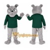 Gray Bulldog Green Shirt Mascot Costume