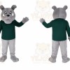 Gray Bulldog Green Shirt Mascot Costume