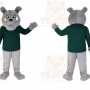 Gray Bulldog Green Shirt Mascot Costume
