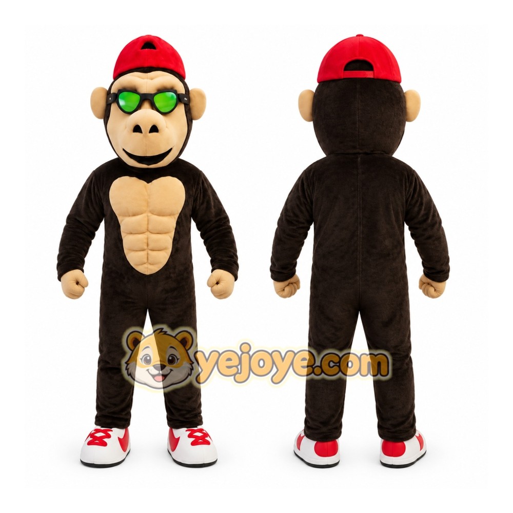 Black Monkey Cap Mascot Costume Black Monkey Cap Mascot Costume