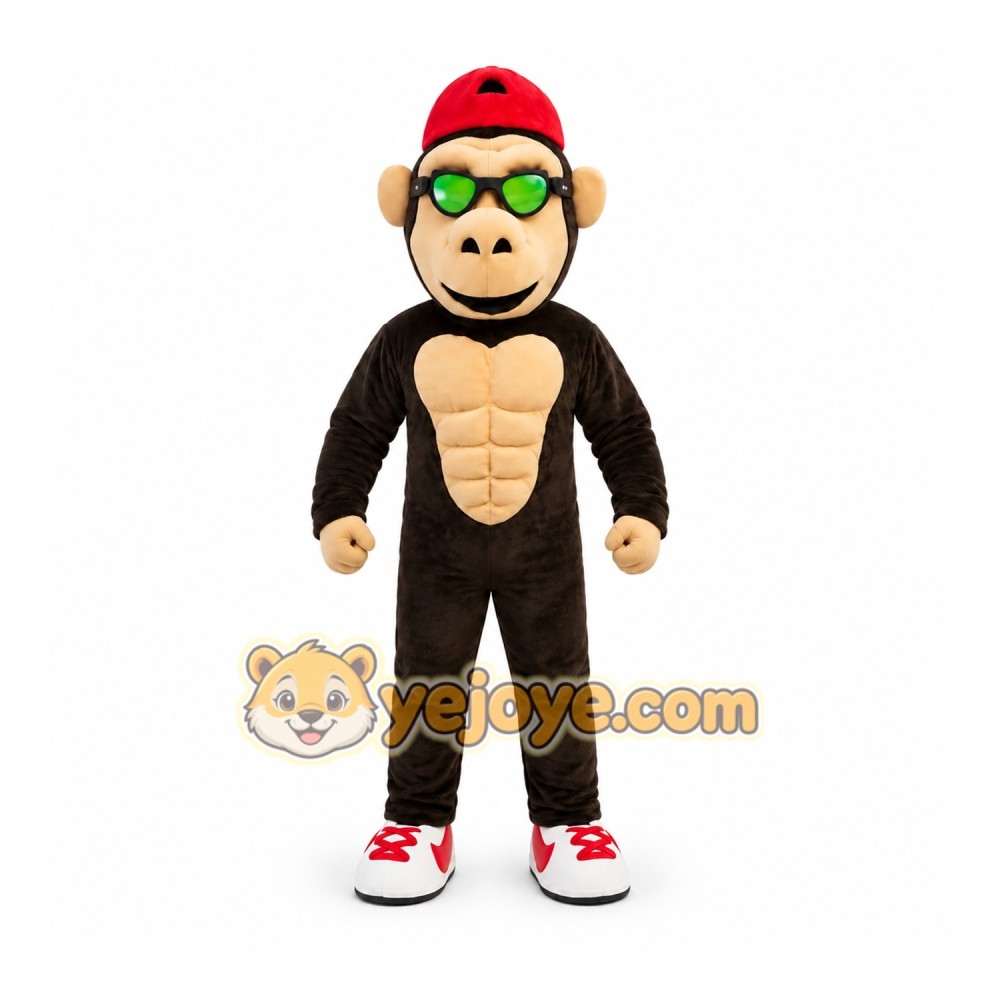 Black Monkey Cap Mascot Costume Black Monkey Cap Mascot Costume