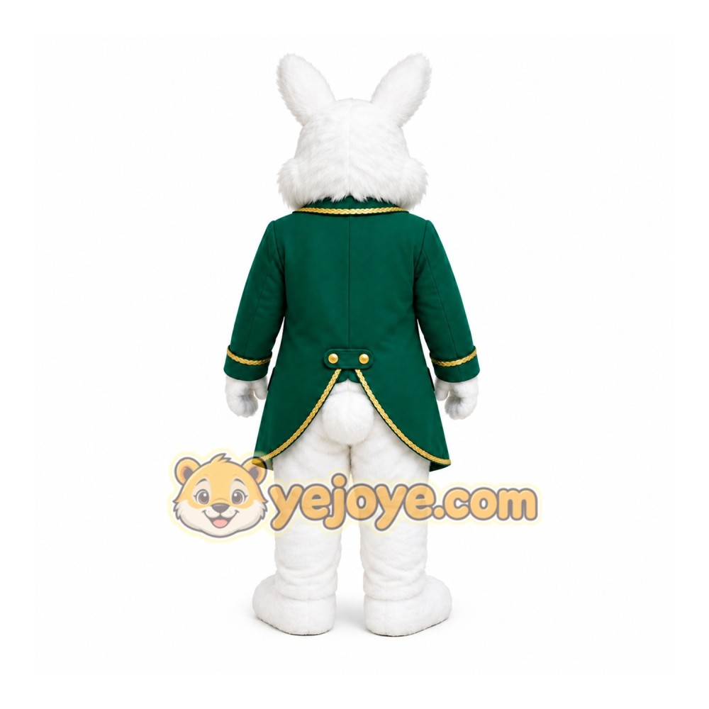 White Rabbit Green Coat Mascot Costume White Rabbit Green Coat Mascot Costume