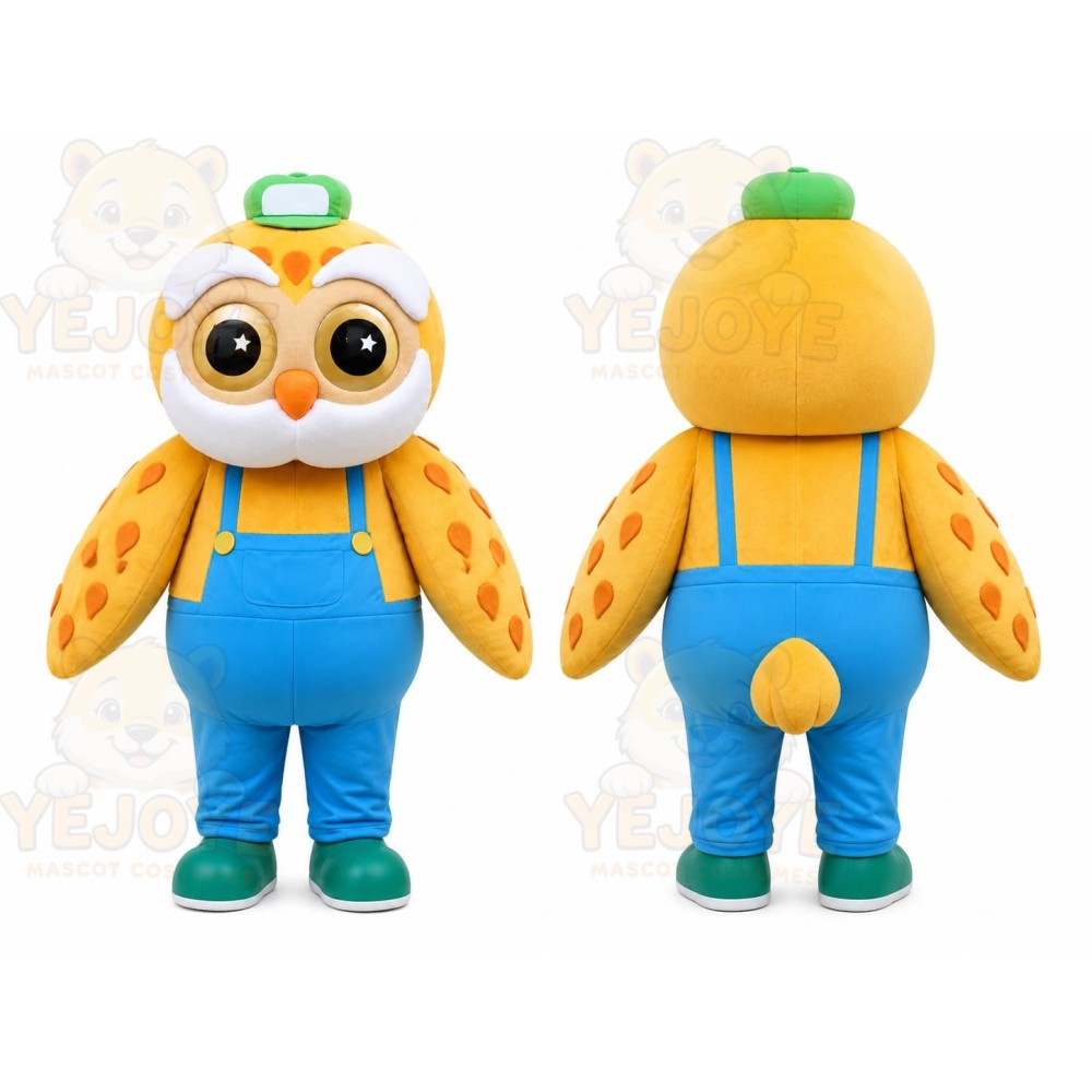 Yellow Owl Overalls Mascot Costume